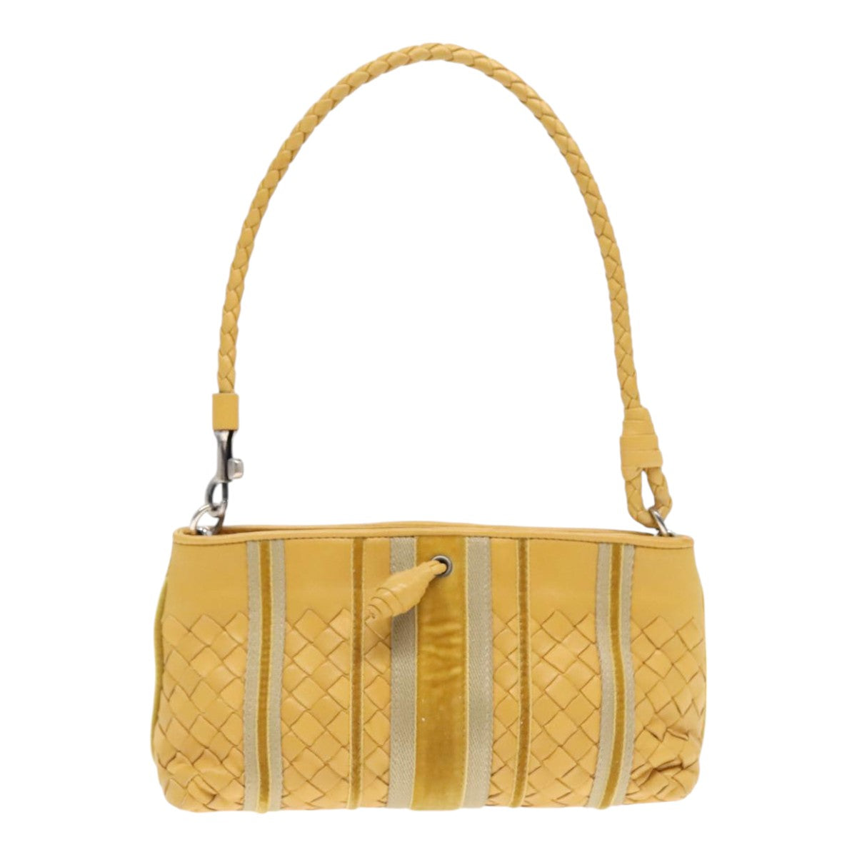 BOTTEGA VENETA INTRECCIATO Hand Bag Leather Yellow Silver 120773 Auth 91626