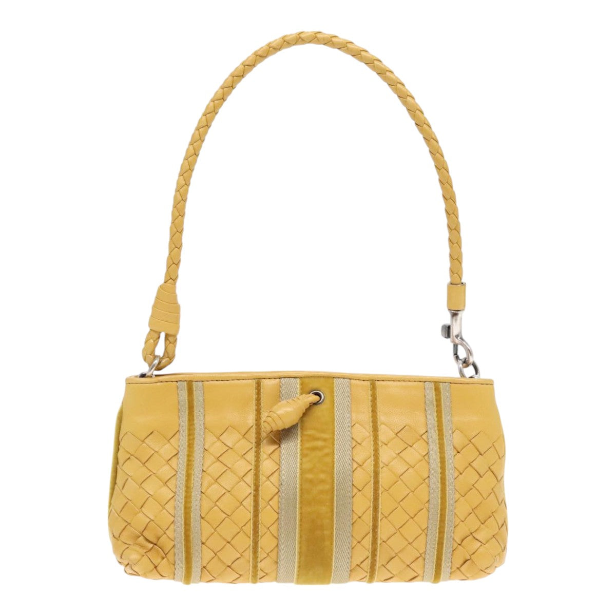 BOTTEGA VENETA INTRECCIATO Hand Bag Leather Yellow Silver 120773 Auth 91626