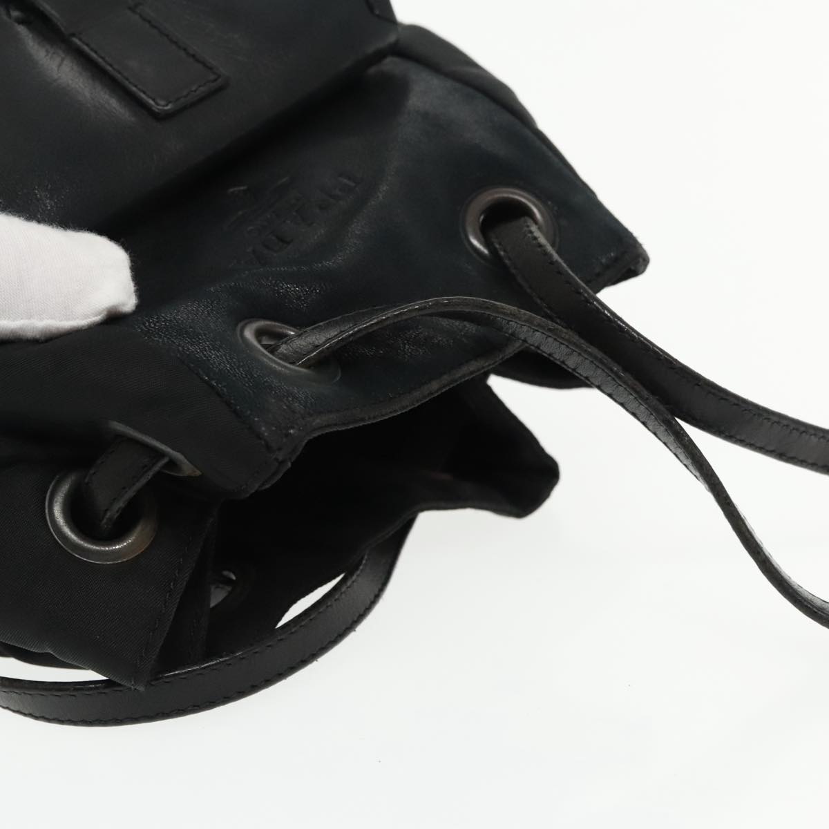 PRADA Shoulder Bag Leather Black Auth 91635V