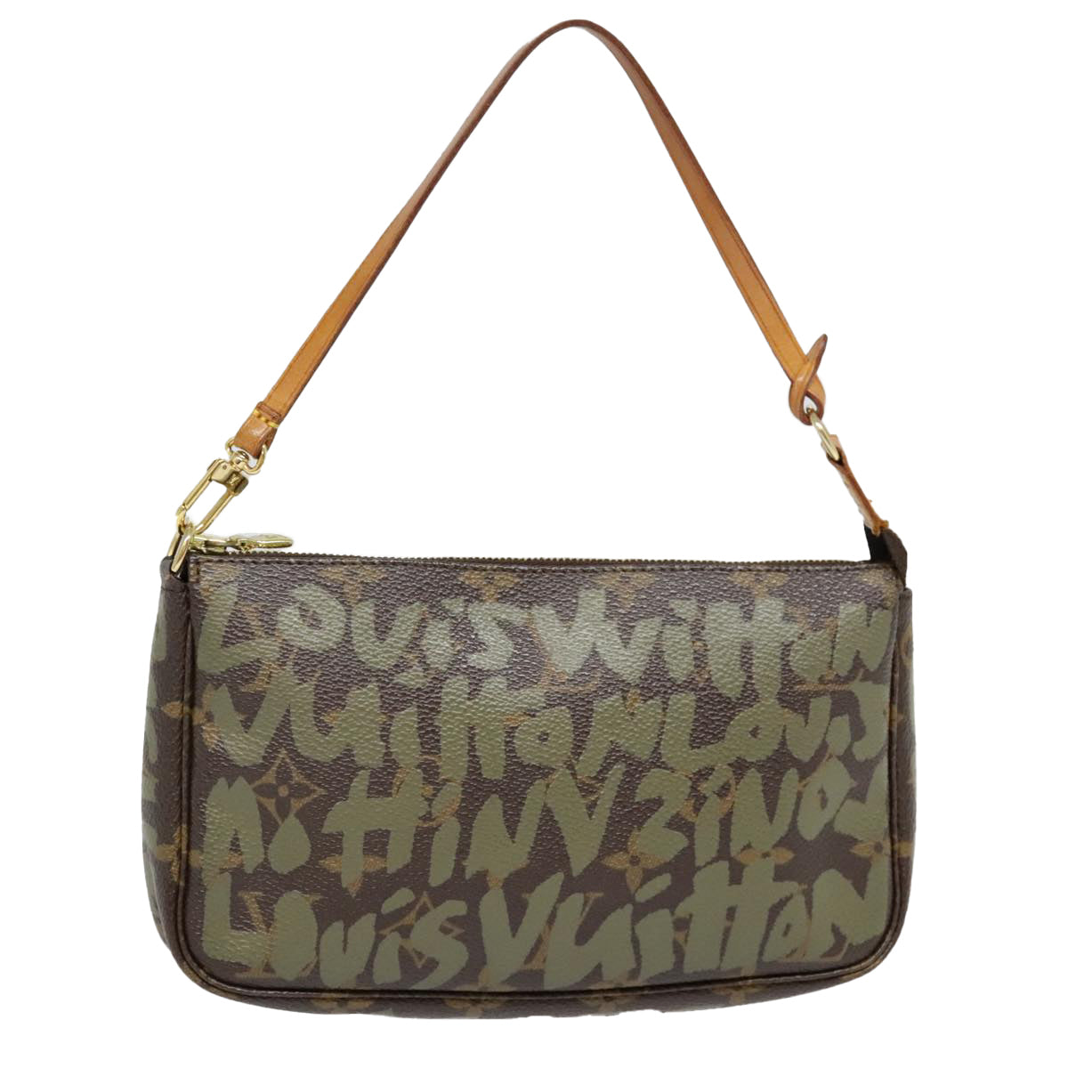 LOUIS VUITTON Monogram Graffiti Pochette Accessoires Khaki M92191 Auth 91688