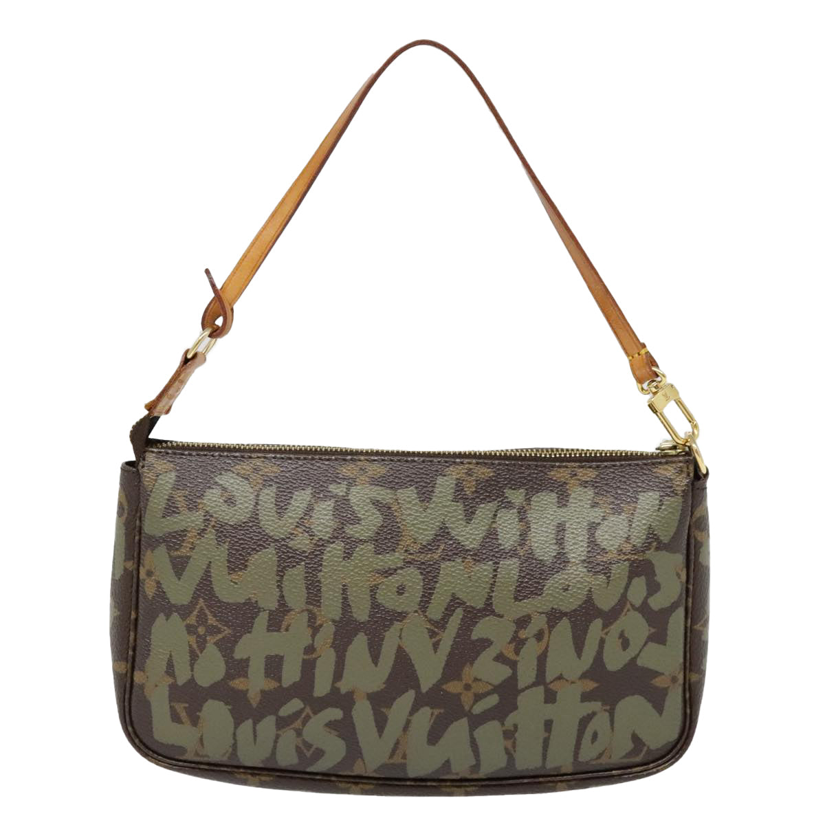 LOUIS VUITTON Monogram Graffiti Pochette Accessoires Khaki M92191 Auth 91688