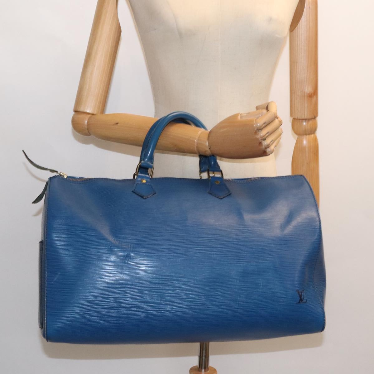 LOUIS VUITTON Epi Speedy 40 Hand Bag Toledo Blue M42985 LV Auth 91698