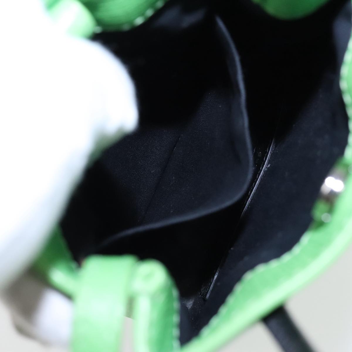 BALENCIAGA Phone Case Shoulder Bag Leather Green Silver 593826 Auth 91748AV