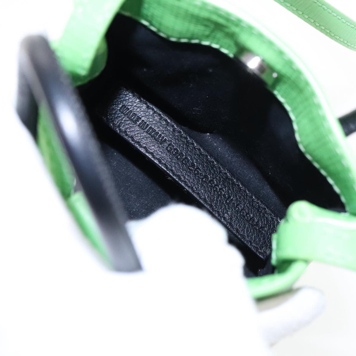 BALENCIAGA Phone Case Shoulder Bag Leather Green Silver 593826 Auth 91748AV