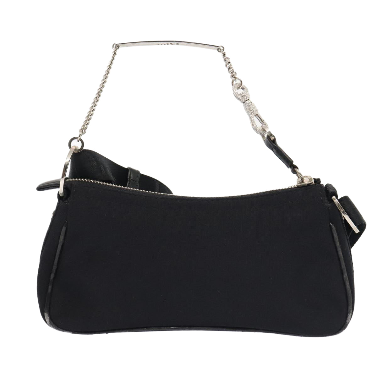 Christian Dior Shoulder Bag Nylon Black Silver Auth 91758
