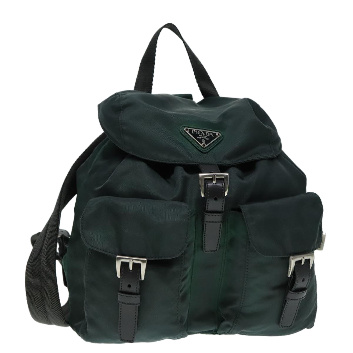 PRADA Backpack Nylon Green Silver Auth 91766