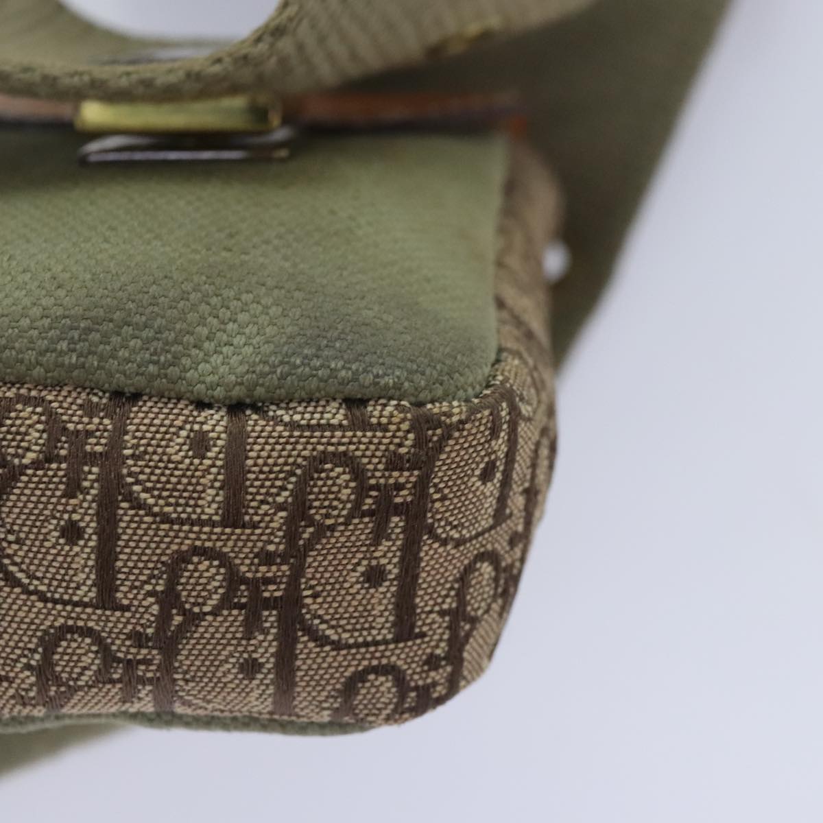 Christian Dior Trotter Canvas Waist Pouch Canvas Khaki Brown gold Auth 91783