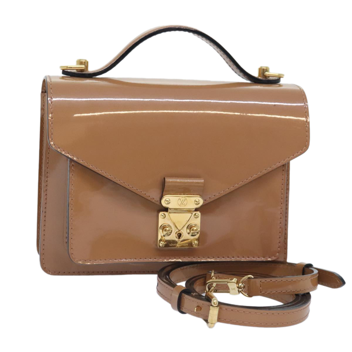 LOUIS VUITTON Vernis Monceau BB Hand Bag 2way Rose Velours M91580 LV Auth 91795