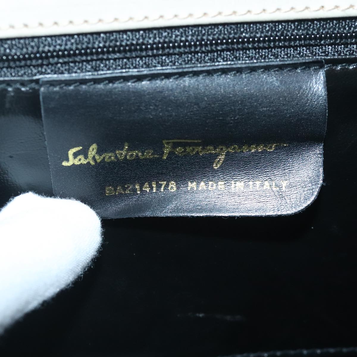 Salvatore Ferragamo Hand Bag Suede Nylon 2way Gray Black gold Auth 91814