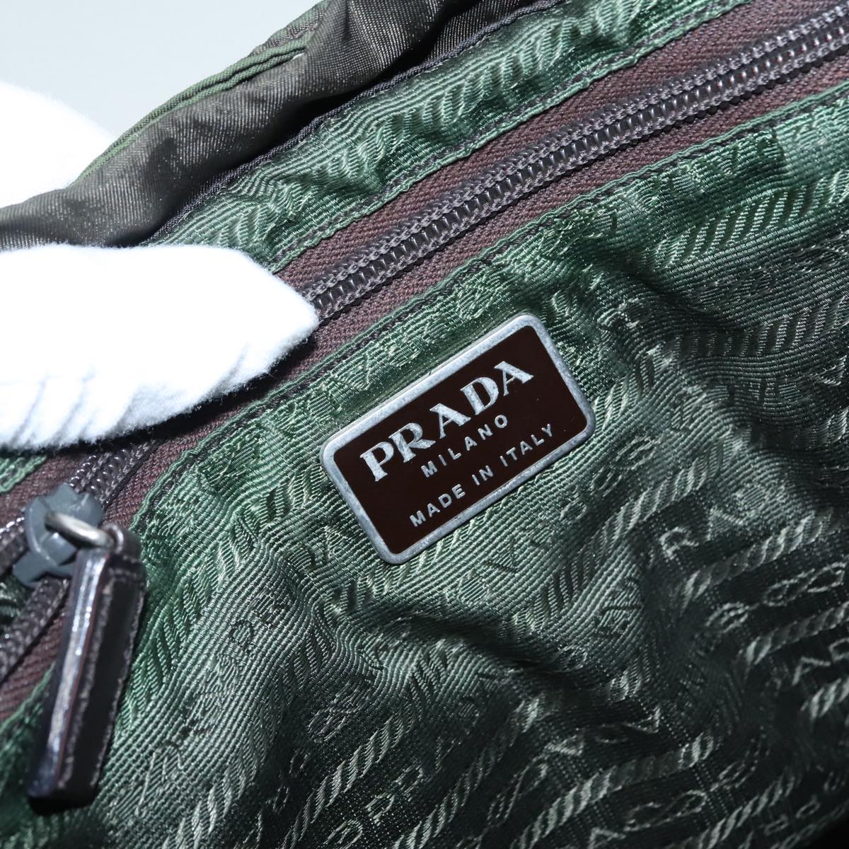 PRADA Backpack Nylon Khaki Brown Silver Auth 91834