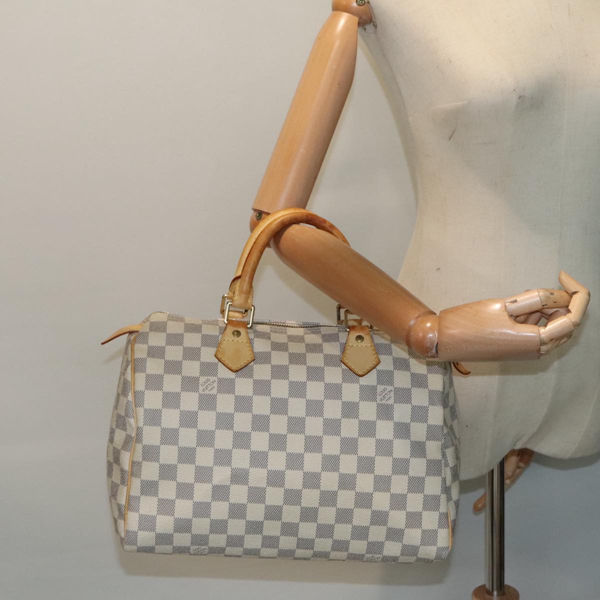 LOUIS VUITTON Damier Azur Speedy 30 Hand Bag N41533 LV Auth 91865