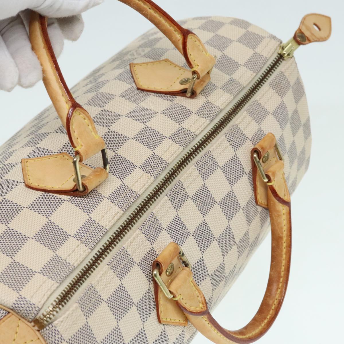 LOUIS VUITTON Damier Azur Speedy 30 Hand Bag N41533 LV Auth 91865