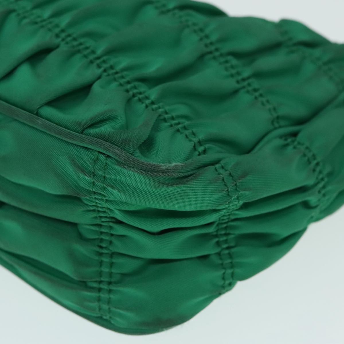 PRADA Accessory Pouch Nylon Green Silver Auth 91870