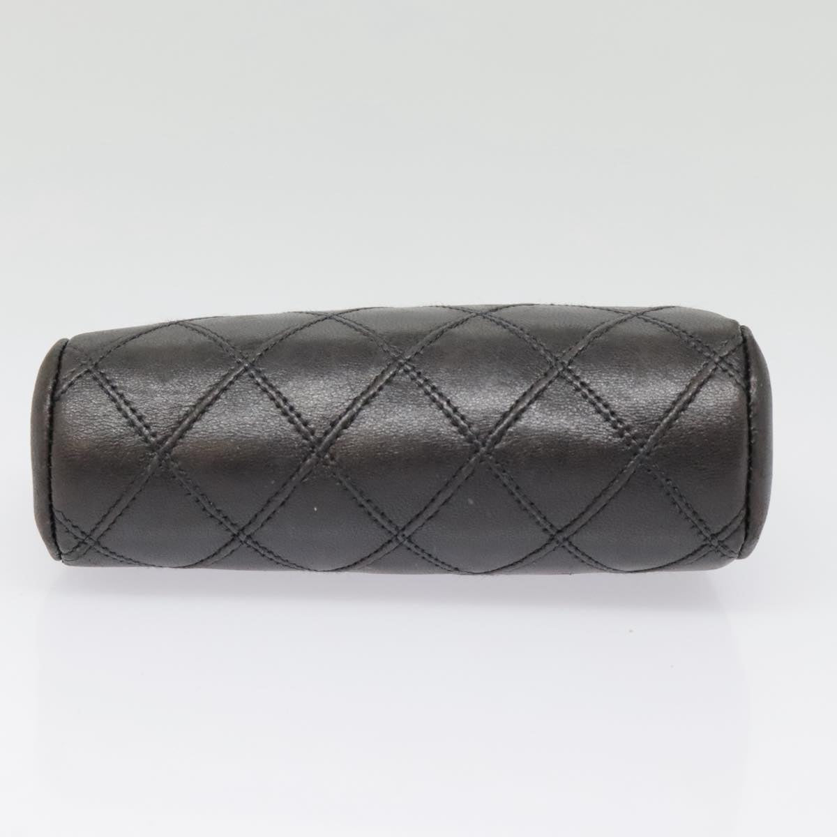 CHANEL Matelasse Pouch Lamb Skin Black CC Auth 91929