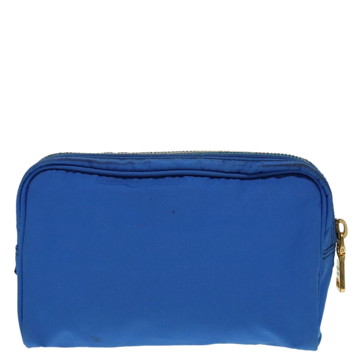 PRADA Pouch Nylon Blue Gold Auth 91930