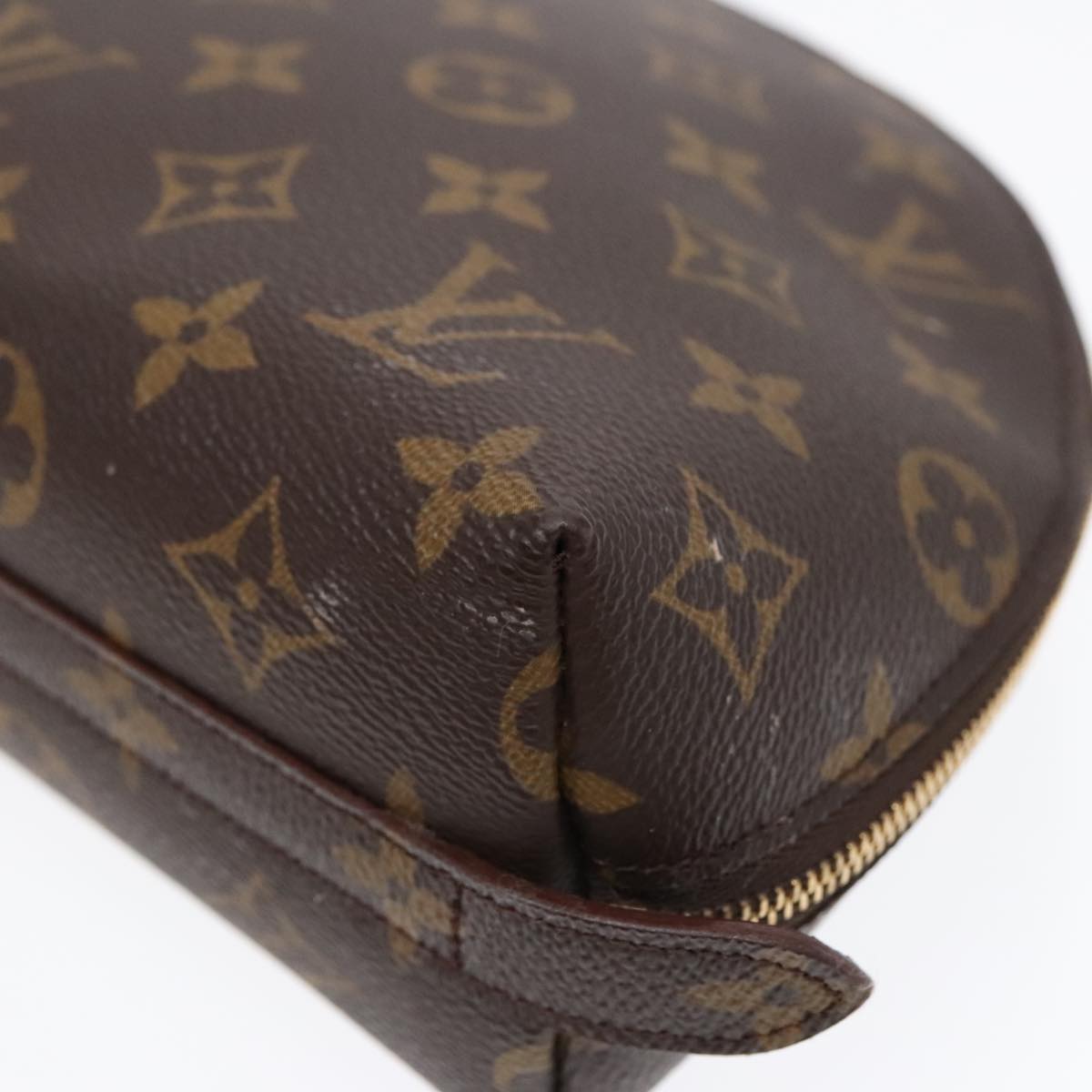 LOUIS VUITTON Monogram Trousse Demi Ronde Cosmetic Pouch M47520 LV Auth 91944