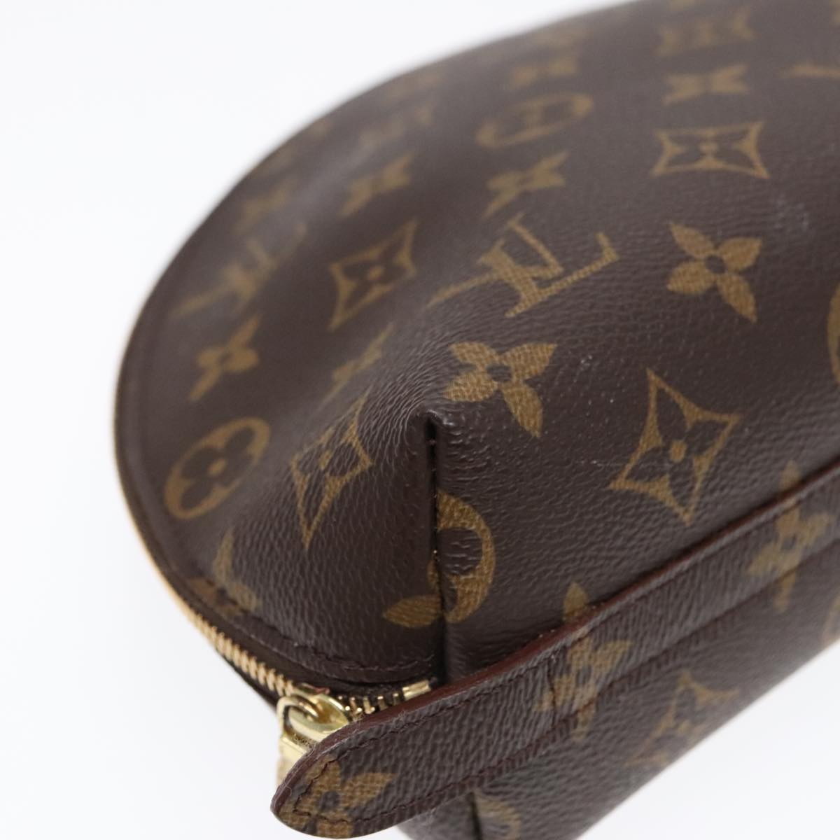 LOUIS VUITTON Monogram Trousse Demi Ronde Cosmetic Pouch M47520 LV Auth 91944