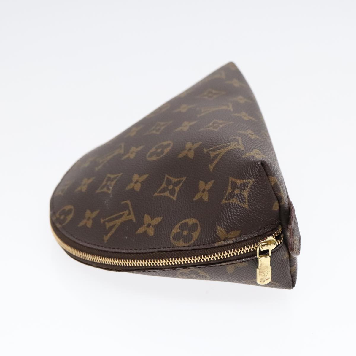 LOUIS VUITTON Monogram Trousse Demi Ronde Cosmetic Pouch M47520 LV Auth 91944