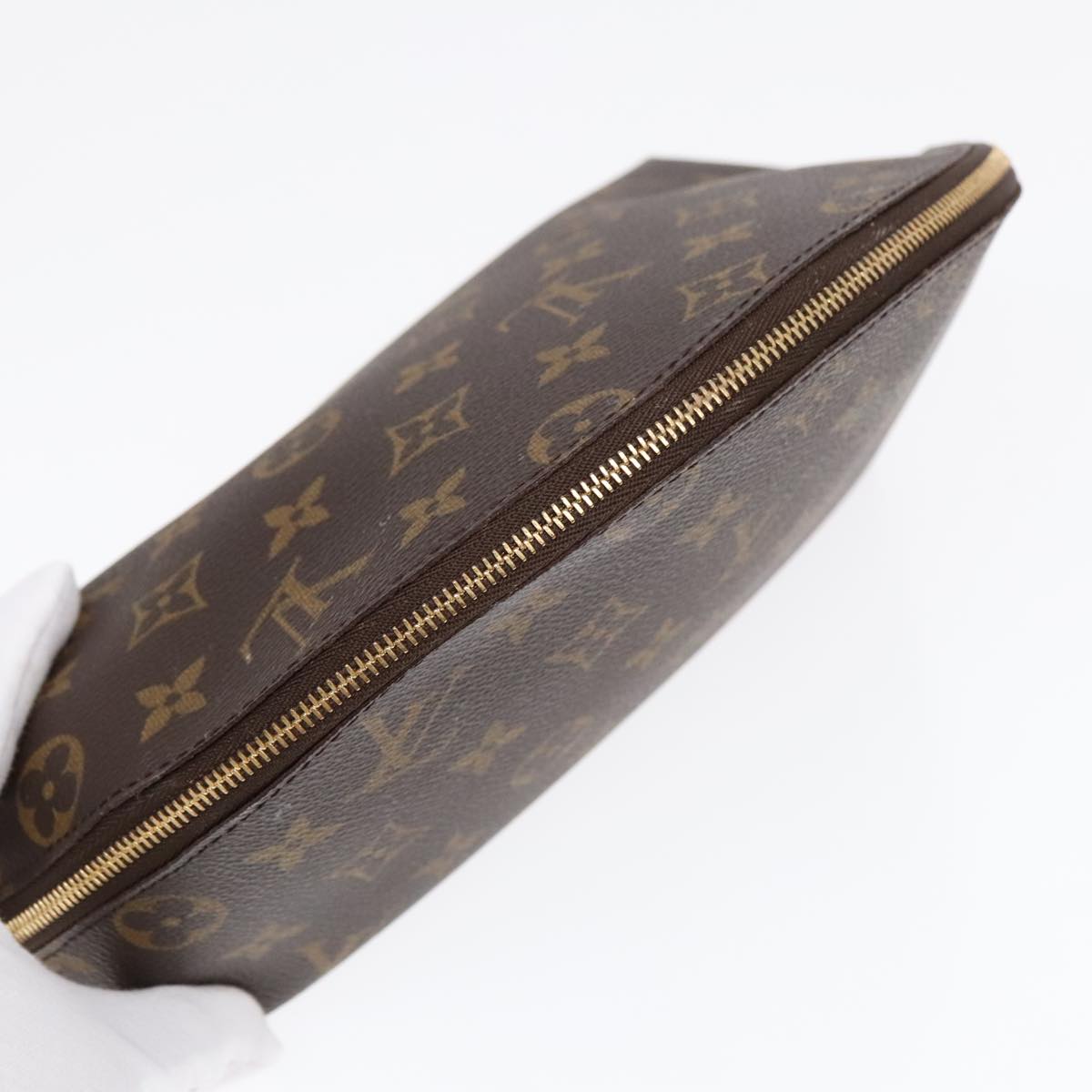 LOUIS VUITTON Monogram Trousse Demi Ronde Cosmetic Pouch M47520 LV Auth 91944