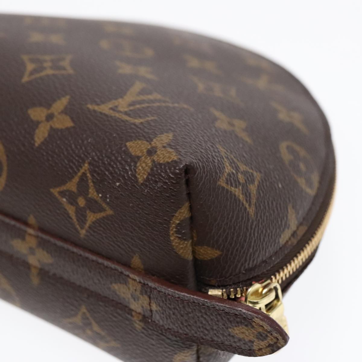 LOUIS VUITTON Monogram Trousse Demi Ronde Cosmetic Pouch M47520 LV Auth 91944