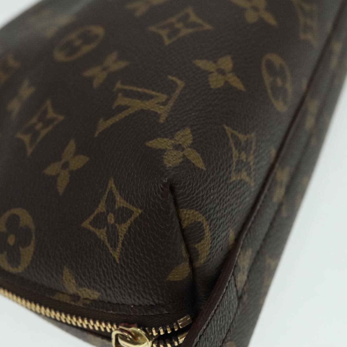 LOUIS VUITTON Monogram Trousse Demi Ronde Cosmetic Pouch M47520 LV Auth 91945