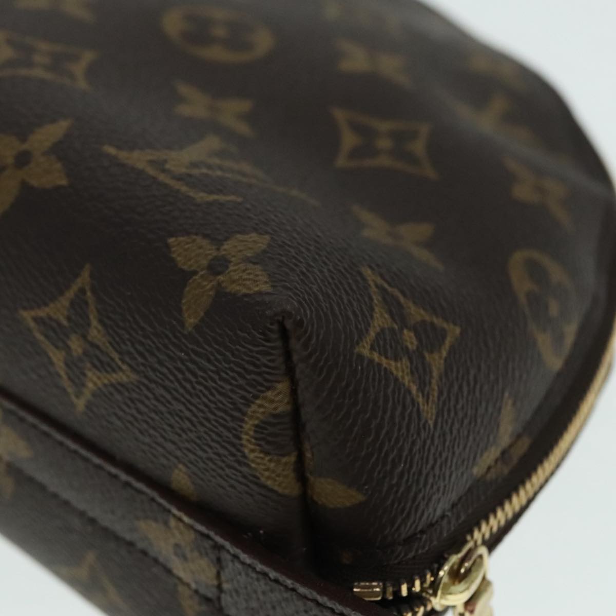 LOUIS VUITTON Monogram Trousse Demi Ronde Cosmetic Pouch M47520 LV Auth 91945