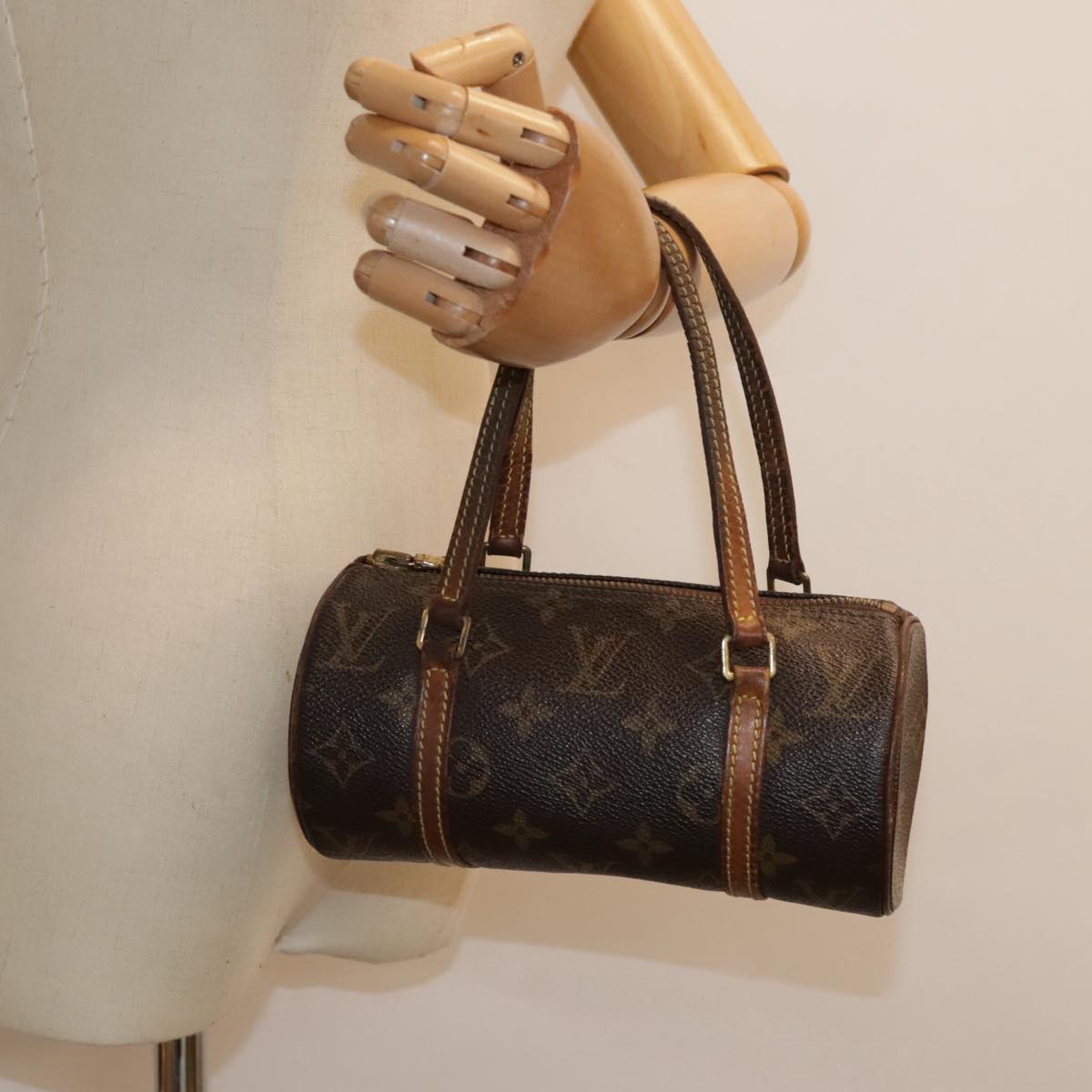 LOUIS VUITTON Monogram Papillon 19 Hand Bag M51389 LV Auth 91947