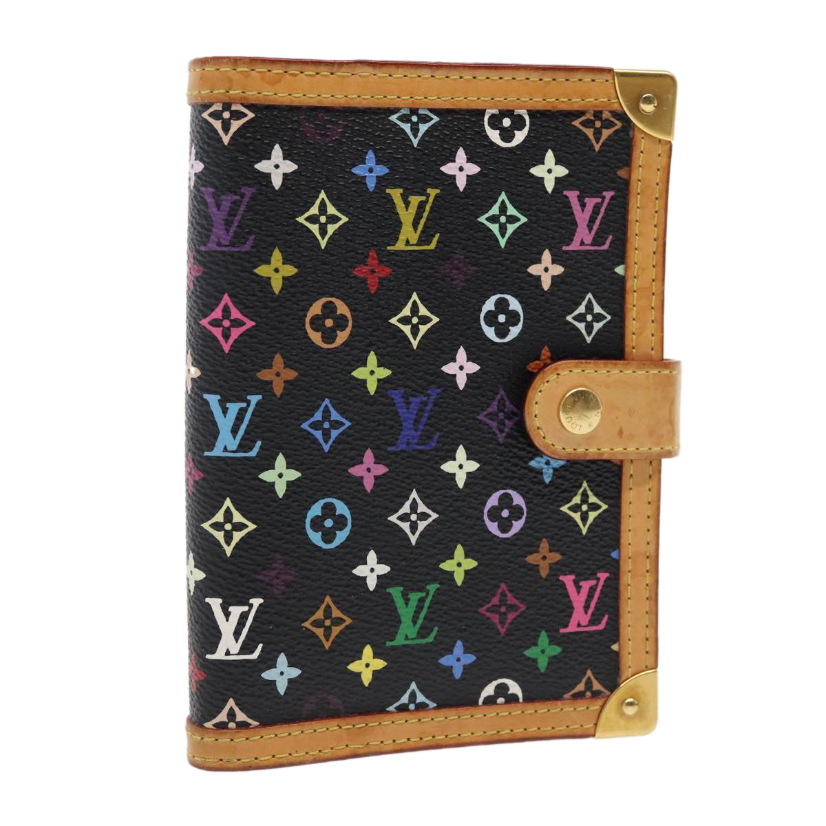 LOUIS VUITTON Multicolor Agenda PM Day Planner Cover Black R21076 LV Auth 92030