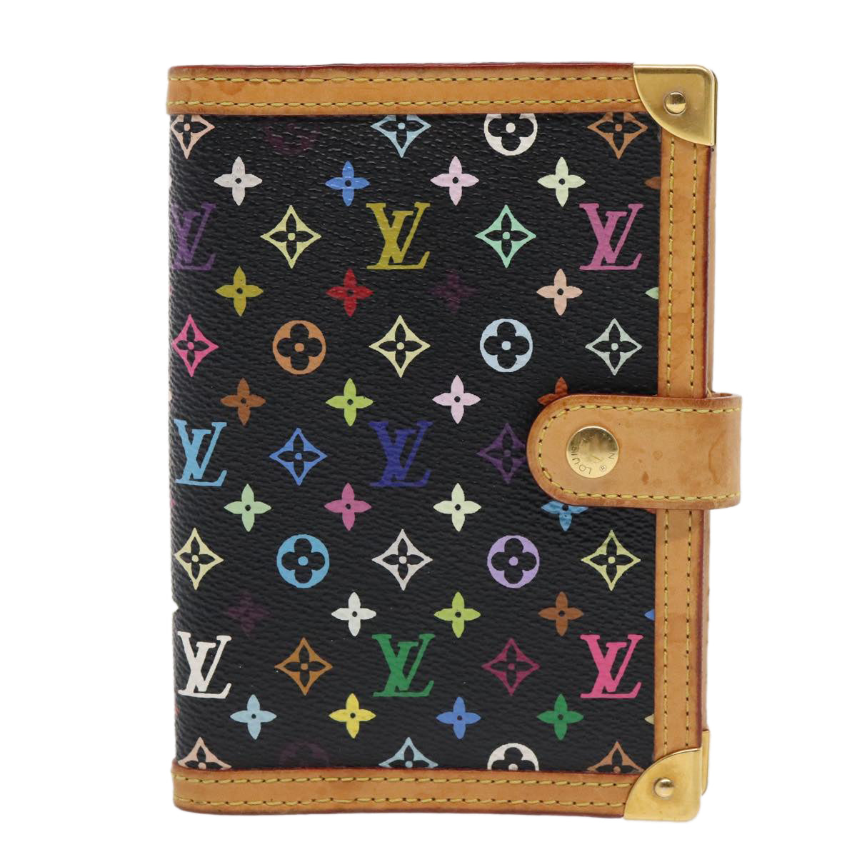 LOUIS VUITTON Multicolor Agenda PM Day Planner Cover Black R21076 LV Auth 92030