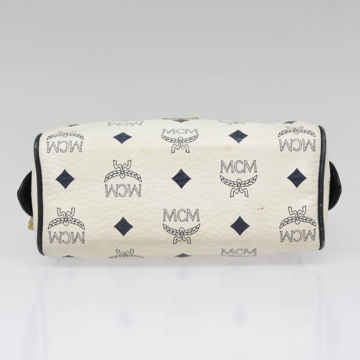 MCM Vicetos Logogram Hand Bag PVC Leather White Auth 92070