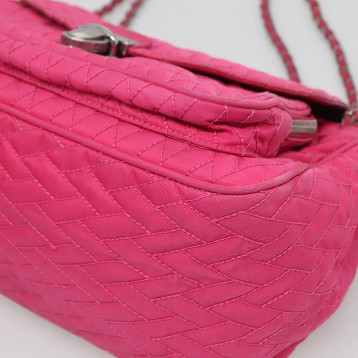 PRADA Chain Shoulder Bag Nylon Pink Auth 92071
