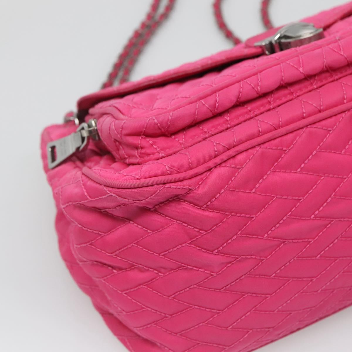 PRADA Chain Shoulder Bag Nylon Pink Auth 92071