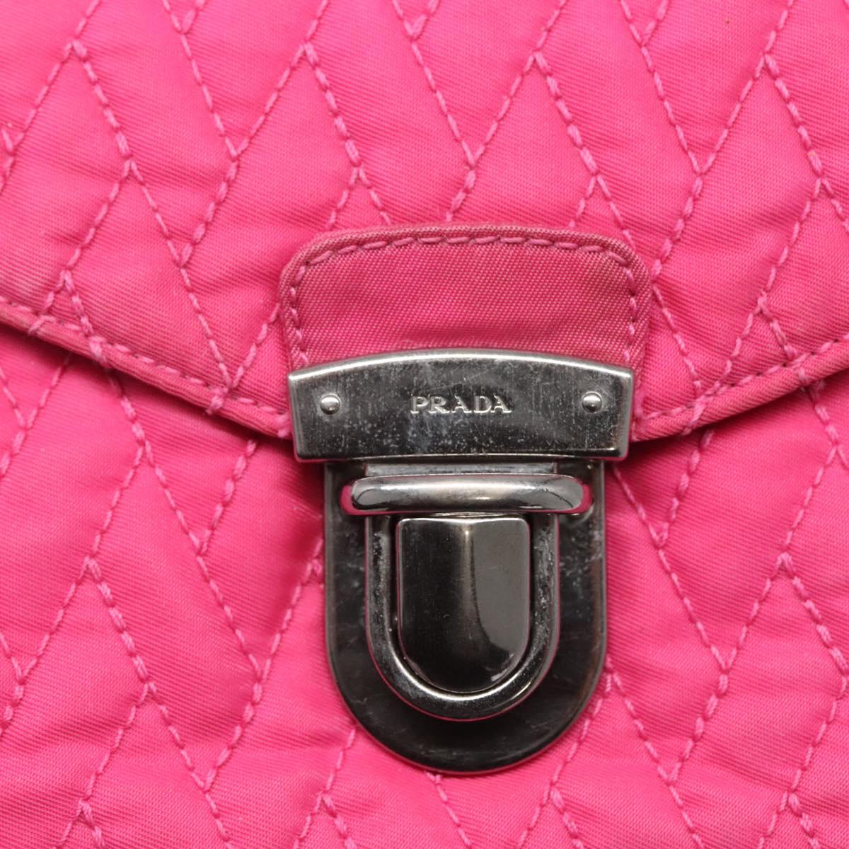 PRADA Chain Shoulder Bag Nylon Pink Auth 92071