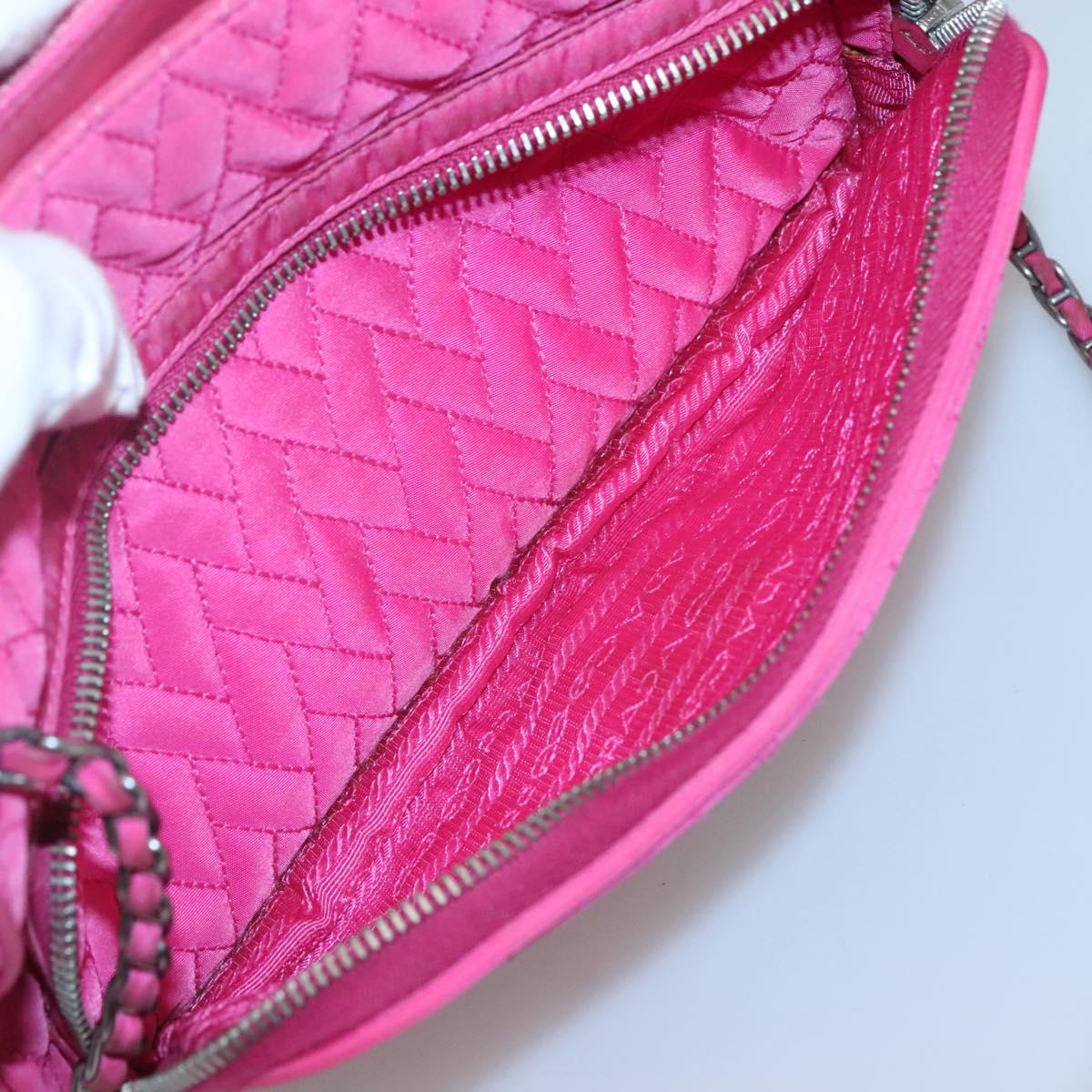 PRADA Chain Shoulder Bag Nylon Pink Auth 92071