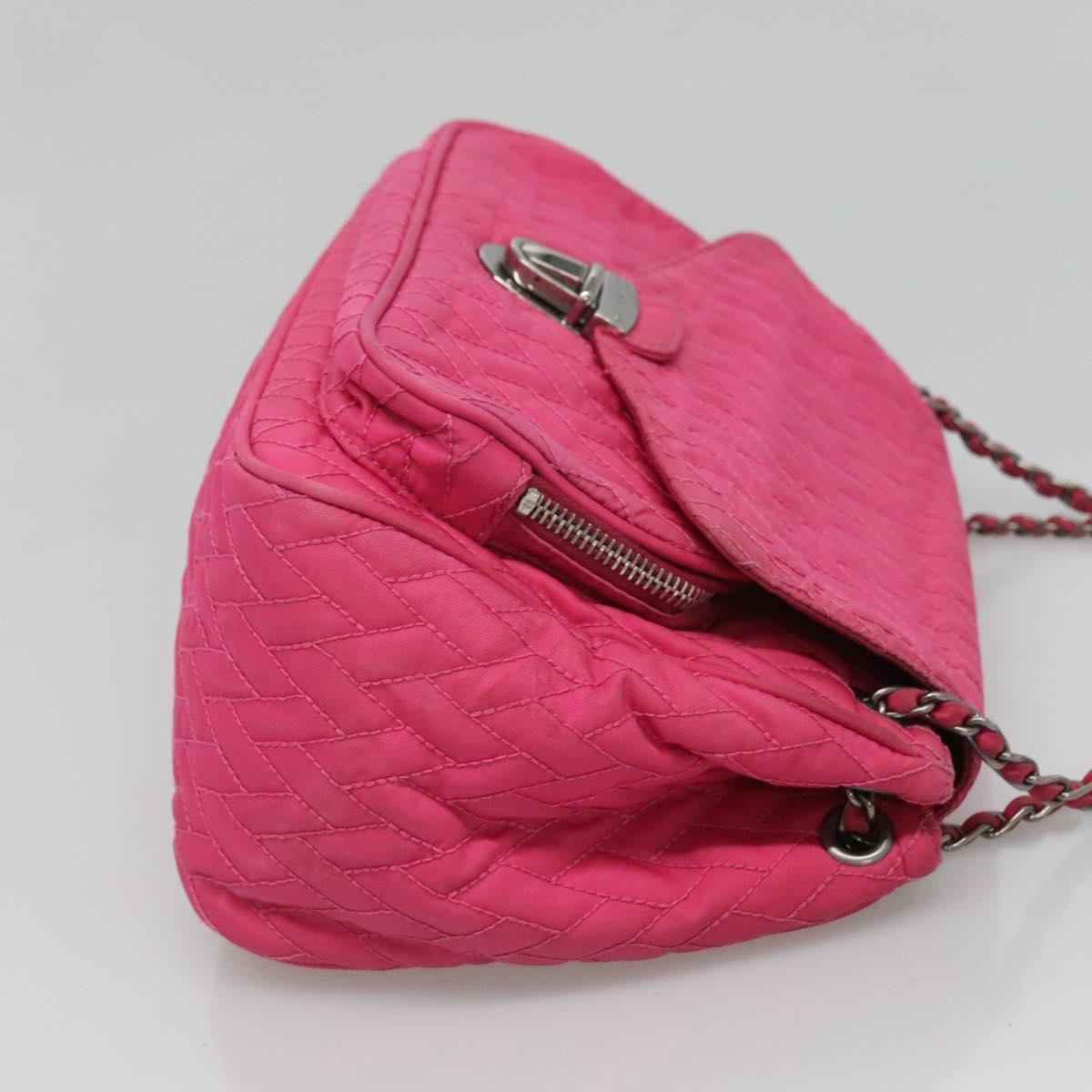 PRADA Chain Shoulder Bag Nylon Pink Auth 92071