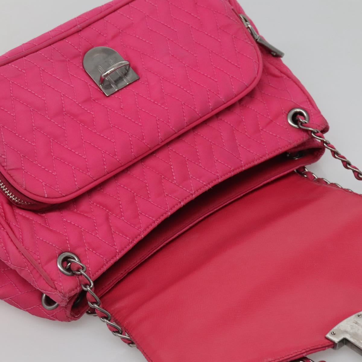 PRADA Chain Shoulder Bag Nylon Pink Auth 92071