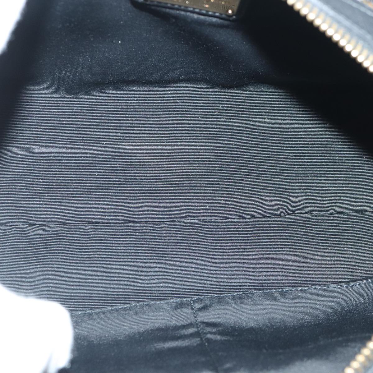 Salvatore Ferragamo Gancini Chain Shoulder Bag Leather Black Gold Auth 92072AV