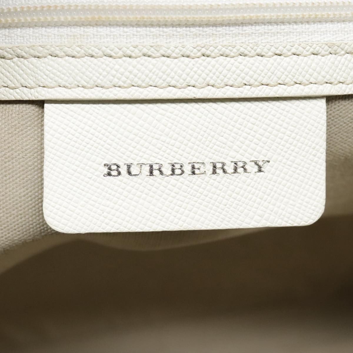 BURBERRY Nova Check Hand Bag Canvas Leather Beige White Auth 92079