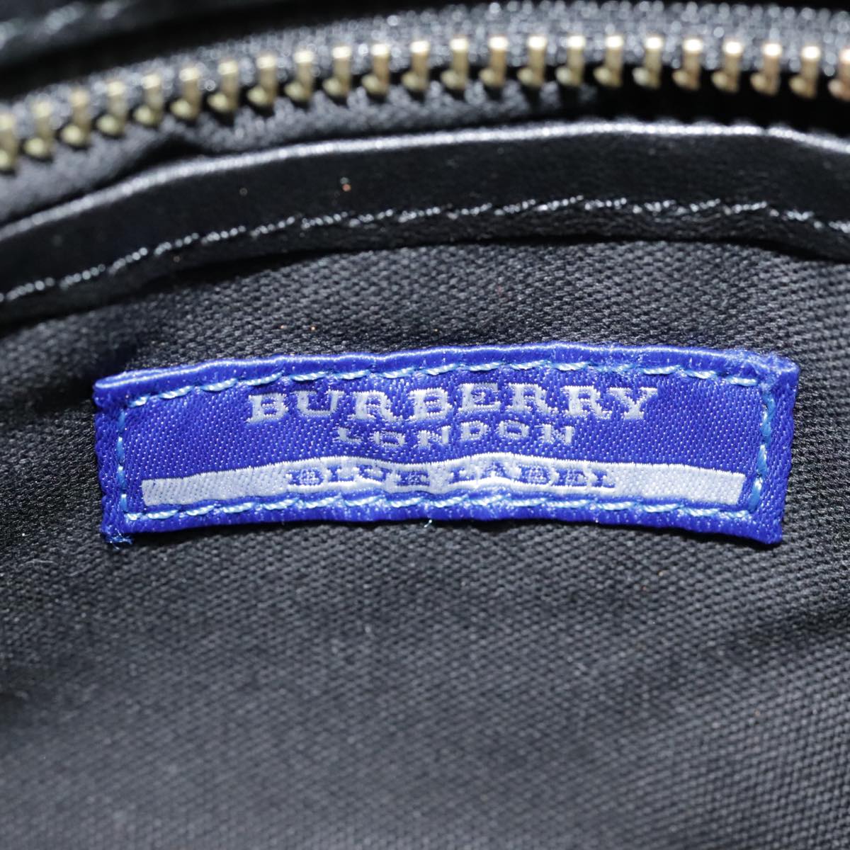 BURBERRY Nova Check Blue Label Chain Hand Bag Wool Gray Auth 92080