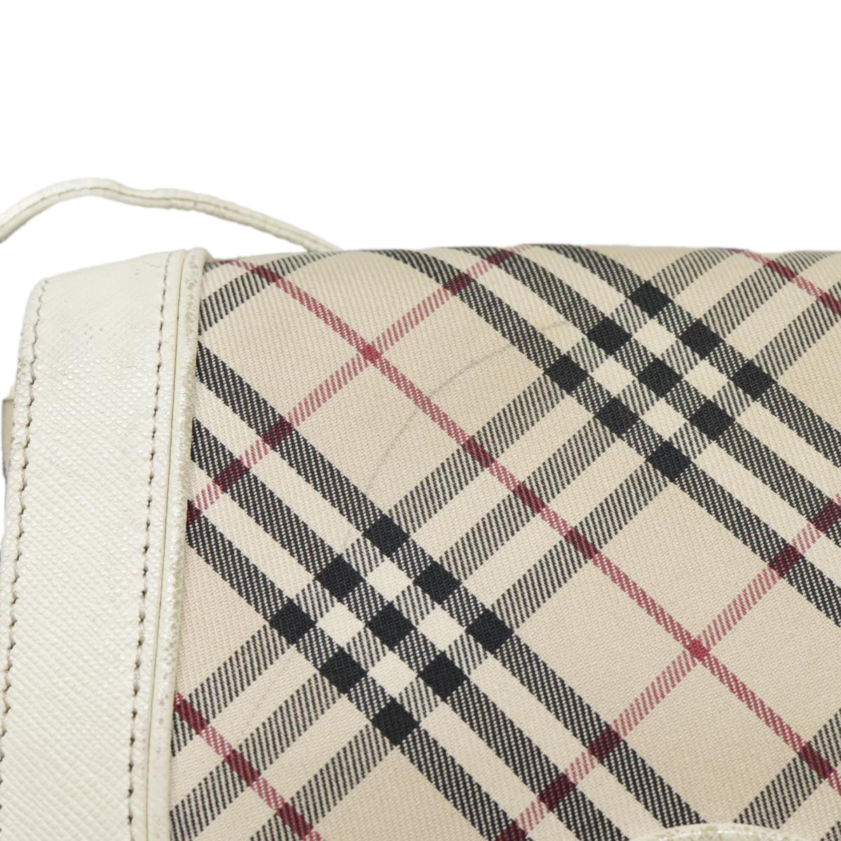 BURBERRY Nova Check Shoulder Bag Canvas Leather Beige Gold Auth 92085