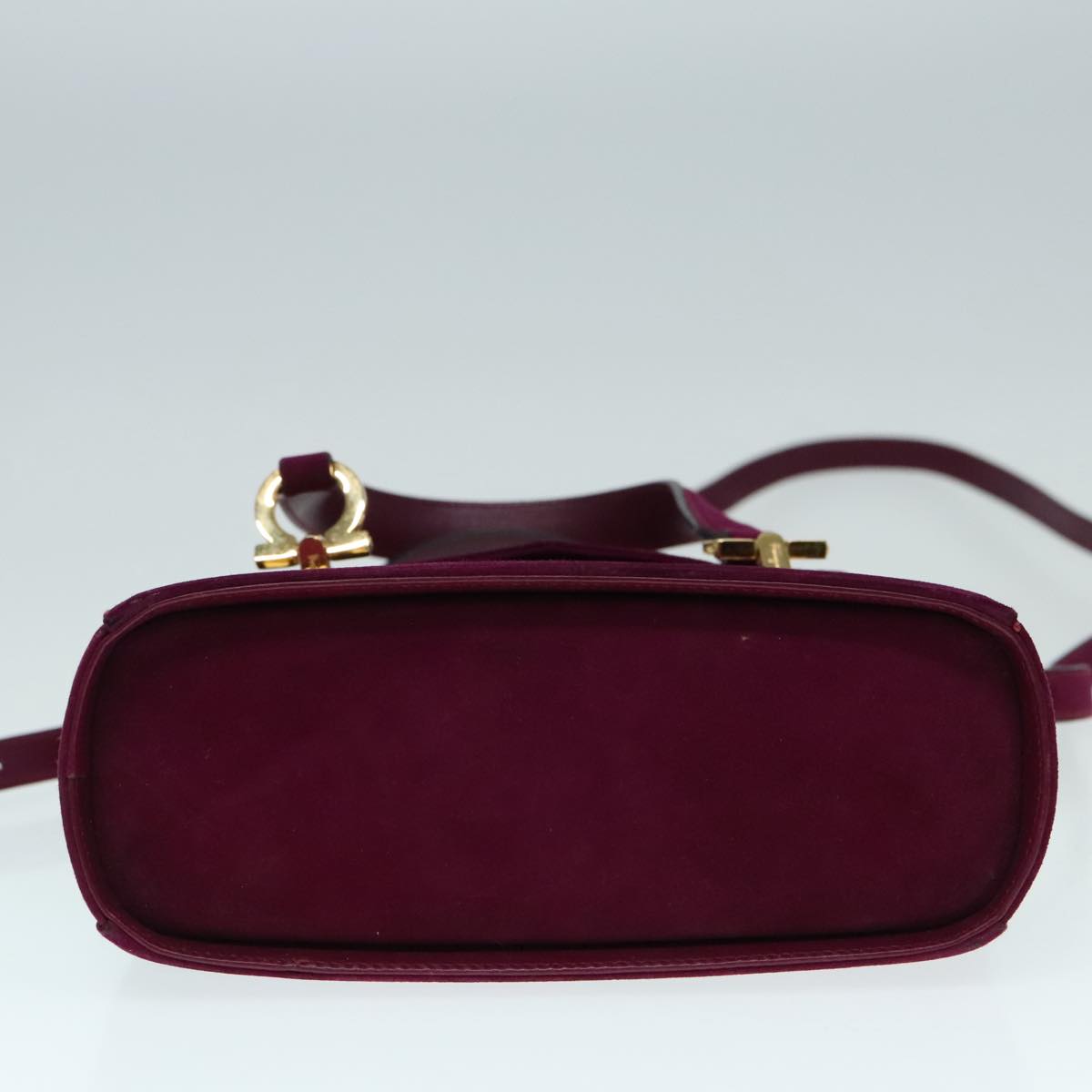 Salvatore Ferragamo Gancini Hand Bag Suede 2way Purple Gold Auth 92097