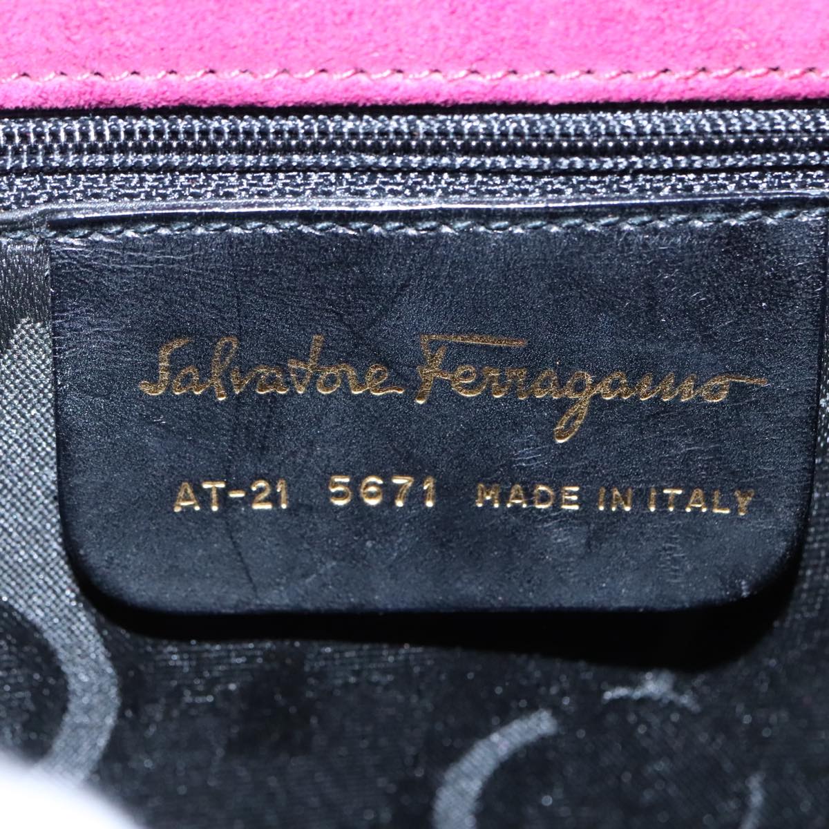 Salvatore Ferragamo Gancini Hand Bag Suede 2way Purple Gold Auth 92097