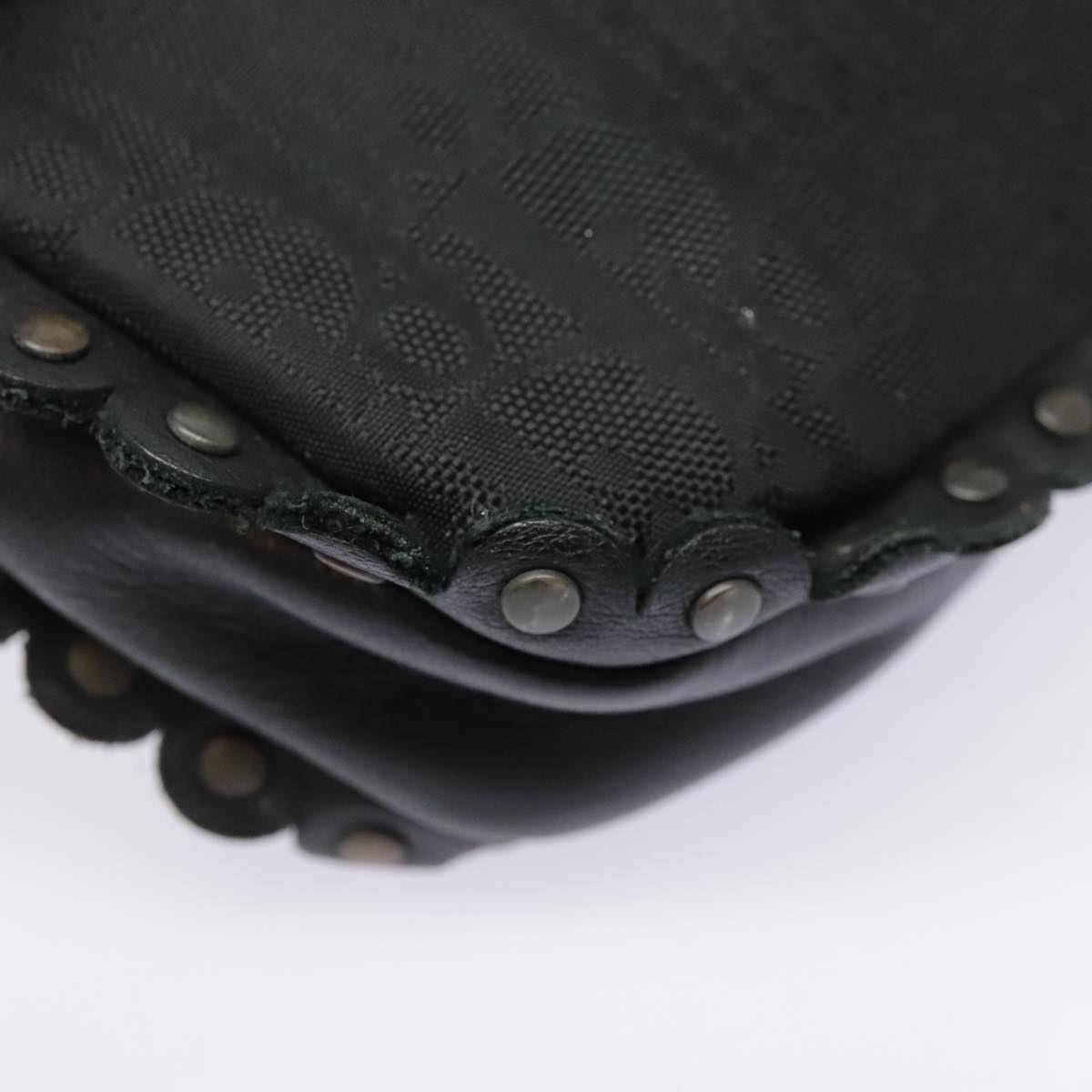 Christian Dior Trotter Canvas Shoulder Bag Silver Black Auth 92099