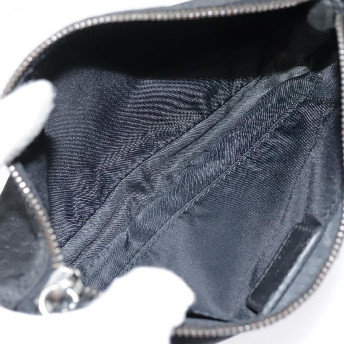 Christian Dior Trotter Canvas Shoulder Bag Silver Black Auth 92099