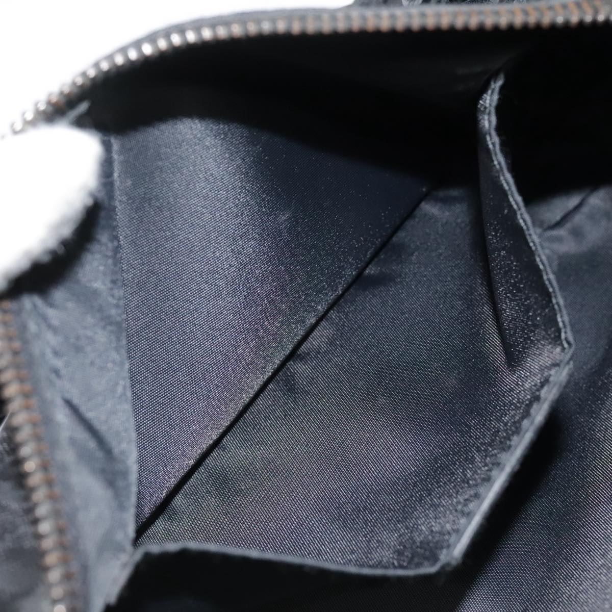 Christian Dior Trotter Canvas Shoulder Bag Silver Black Auth 92099