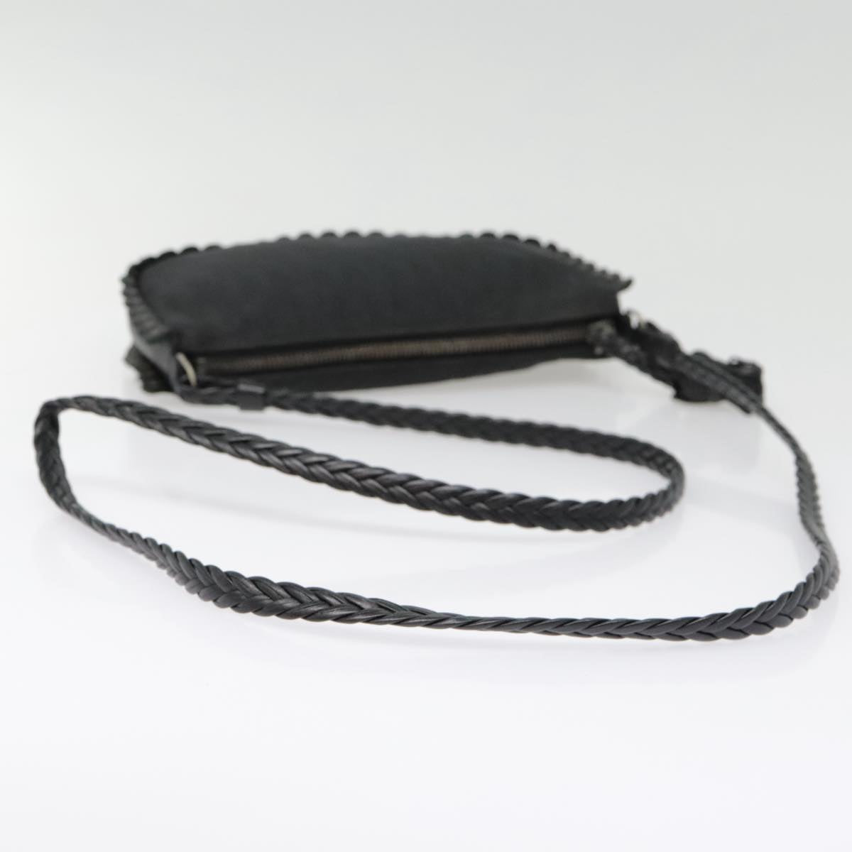 Christian Dior Trotter Canvas Shoulder Bag Silver Black Auth 92099