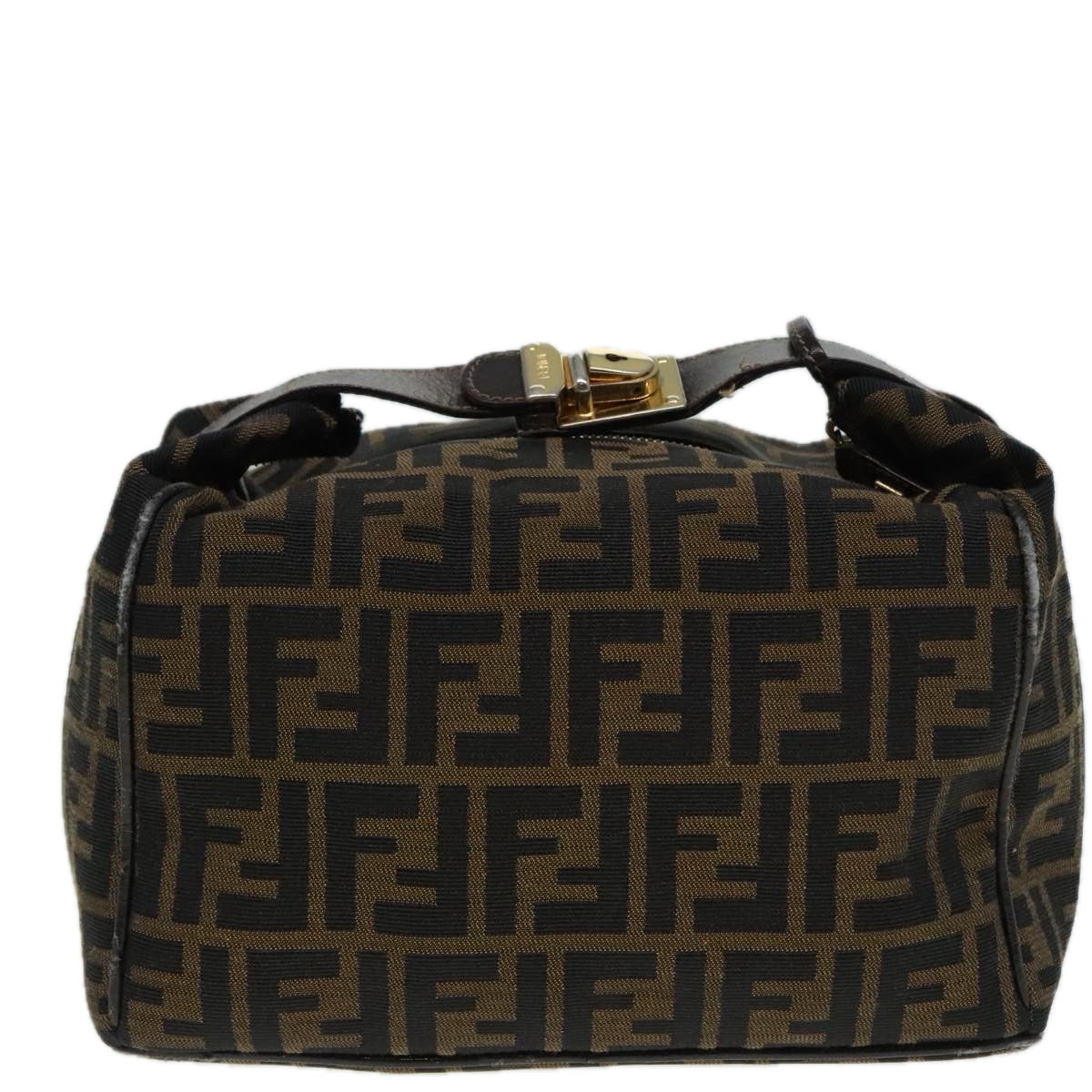 FENDI Zucca Canvas Vanity Hand Bag Brown Auth 92101