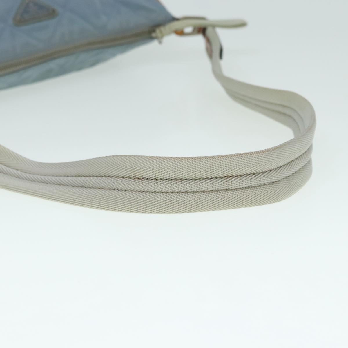 PRADA Shoulder Bag Nylon Light Blue Silver Auth 92105