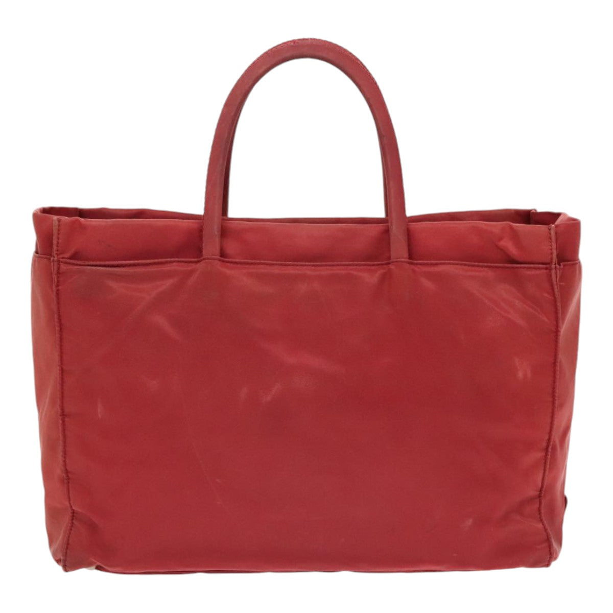 PRADA Hand Bag Nylon Red Silver Auth 92118