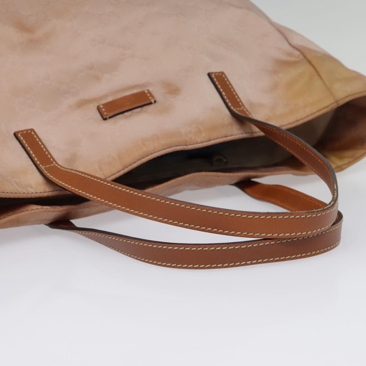 GUCCI GG Nylon Tote Bag Pink Brown Gold 282439 Auth 92132